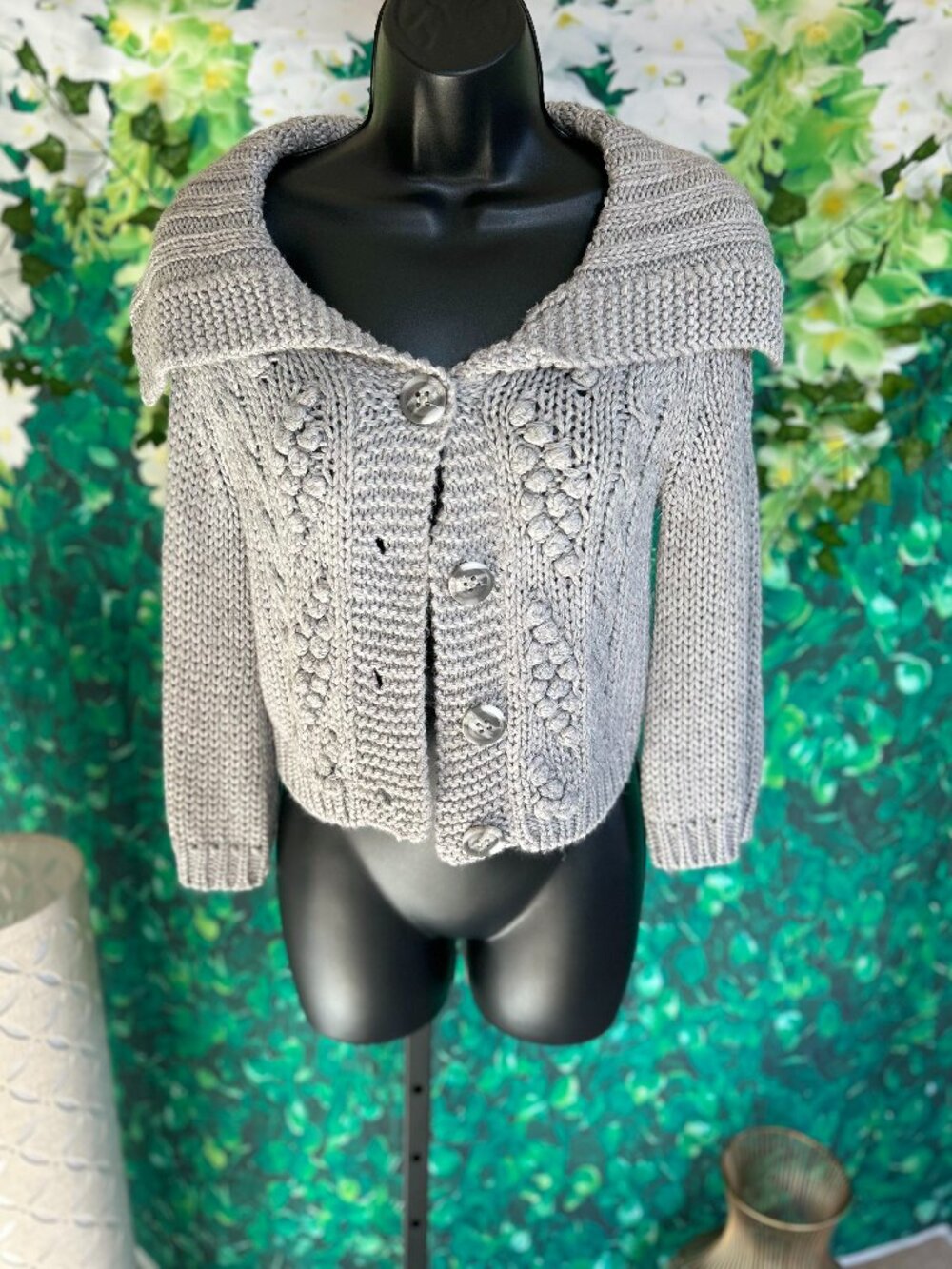 NWOT - Express Chunky Cable Knit Bobble Cardigan Sweater Sz S